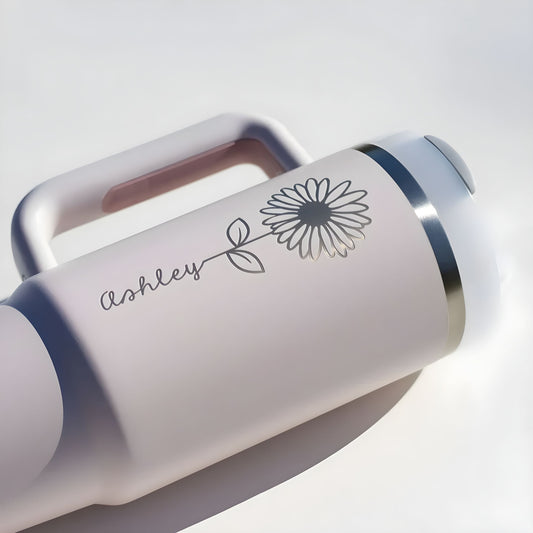 Birth Flower Personalized Cheer - 1200ml 2.0 Tumbler With Straw and Lid